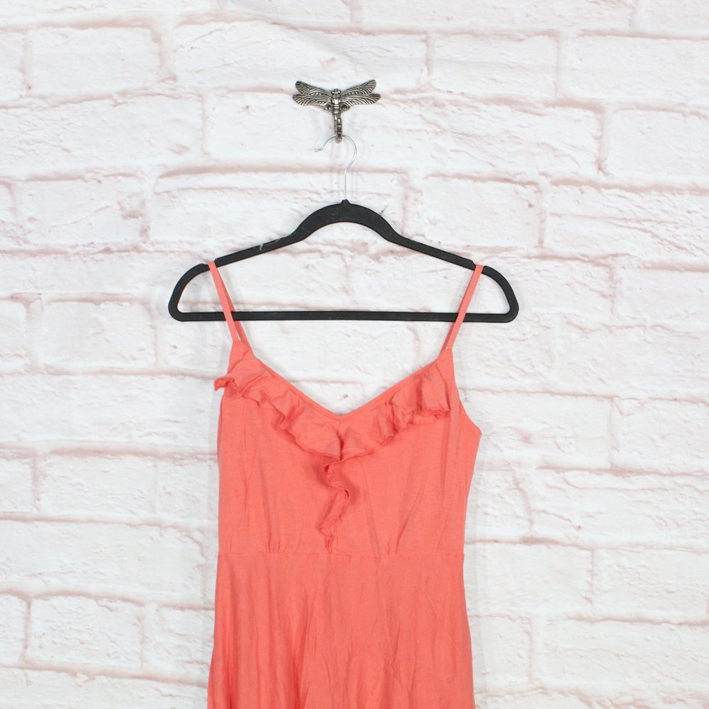 Patagonia Orange Organic Cotton Border Floral Kamala Tank Midi Dress Size M - Picture 2 of 9